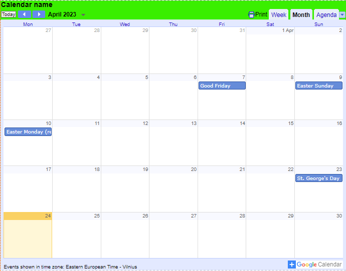 How to integrate "Google Calendar"? Website Builder Advanced Site.pro